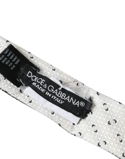 Dolce & Gabbana Black White Patterned Adjustable Tie In Black