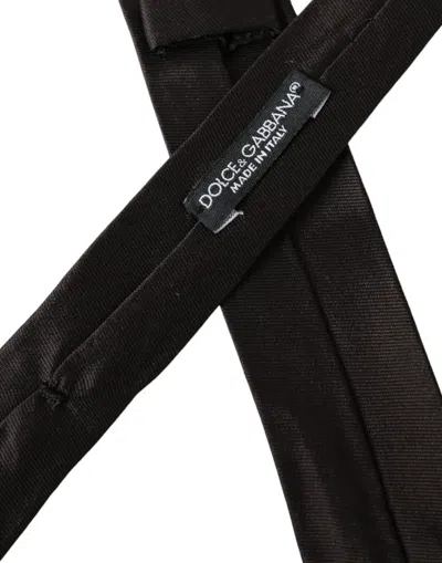 Dolce & Gabbana Brown Solid 100% Silk Adjustable Tie In Brown