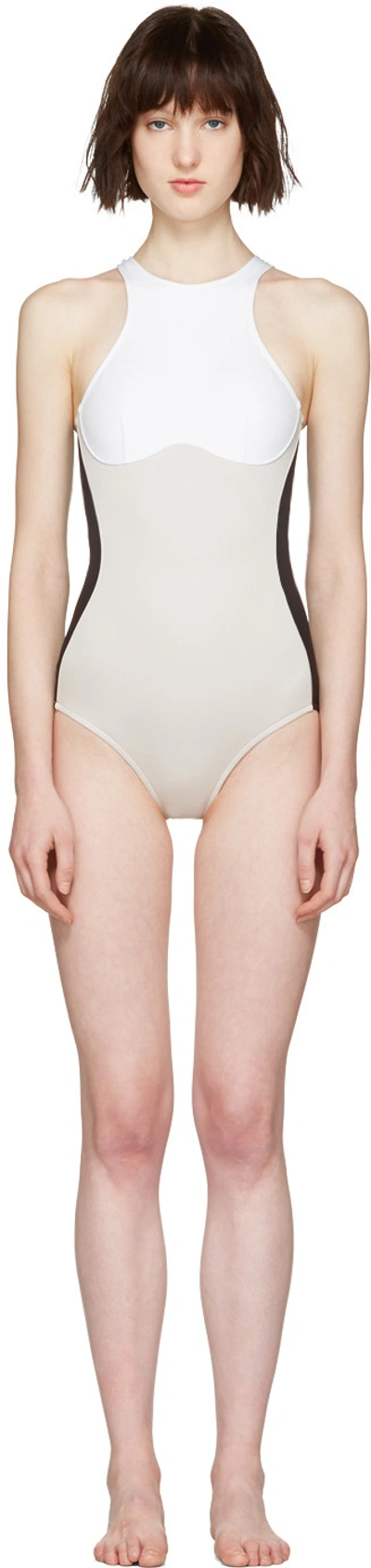 Stella Mccartney Stella Iconic Colour Block Swimsuit In Black/stone/white