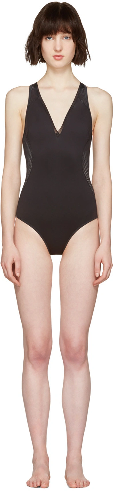 Shop Stella Mccartney Black Neoprene & Mesh Swimsuit