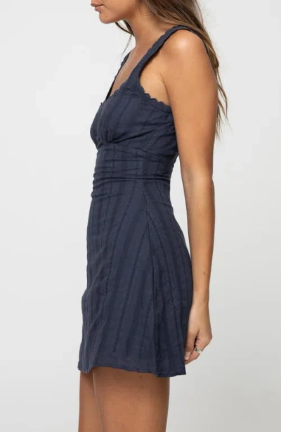 Princess Polly Marcelline Scalloped Trim Square Neck Embroidered Cotton Mini Dress In Blue