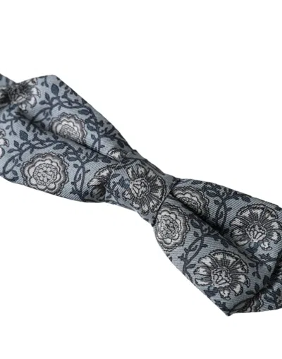 Dolce & Gabbana Gray Silk Patterned Adjustable Neck Men Bow Tie In Gray