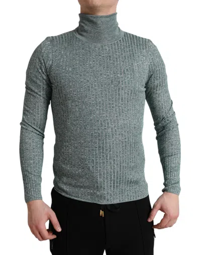 Dolce & Gabbana Green Polyester Turtleneck Pullover Sweater In Green