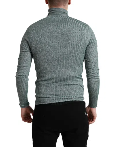 Dolce & Gabbana Green Polyester Turtleneck Pullover Sweater In Green