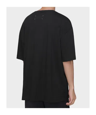 Maison Margiela Classic Black T-shirt With Round Neckline And Short Sleeves In Black