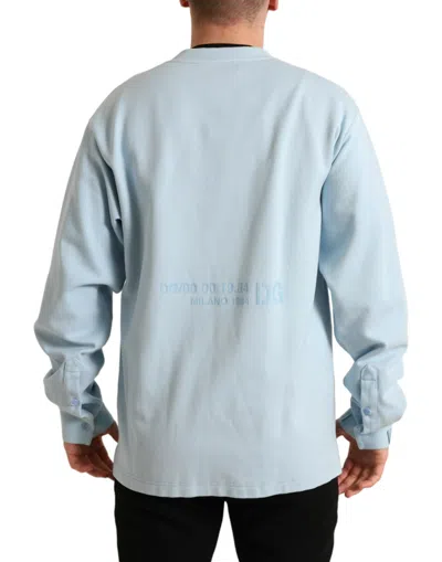 Dolce & Gabbana Light Blue Cotton Buttoned Pullover Sweater In Blue