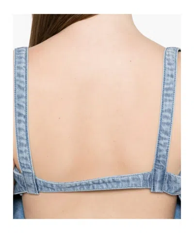 Diesel Light Blue Denim Crop Top With Square Neckline