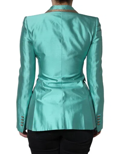 Dolce & Gabbana Metallic Green Single Breasted Blazer Jacket In Green