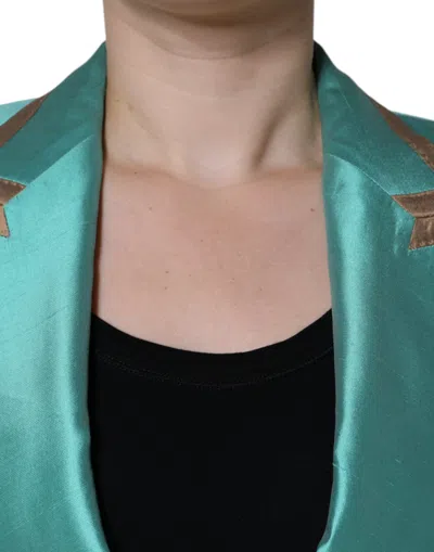 Dolce & Gabbana Metallic Green Single Breasted Blazer Jacket In Green