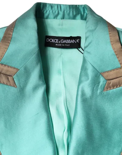Dolce & Gabbana Metallic Green Single Breasted Blazer Jacket In Green