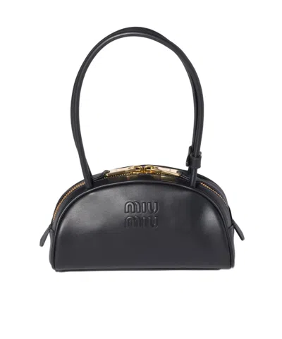 Miu Miu Black Calf Leather Bos Taurus Shoulder Bag