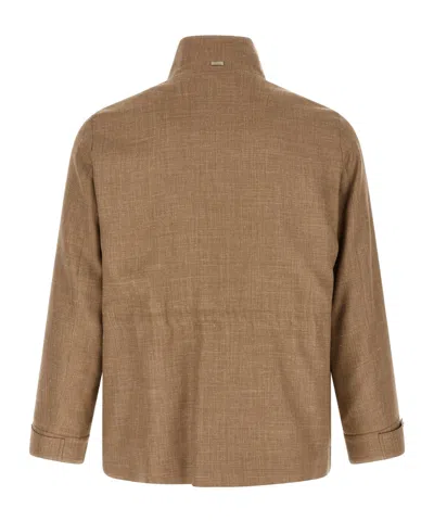 Herno Field Turtleneck Jacket In Brown
