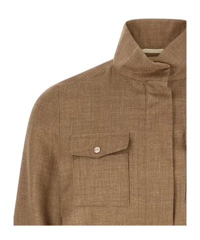 Herno Field Turtleneck Jacket In Brown