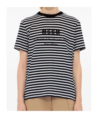 Msgm Striped T-shirt In Black