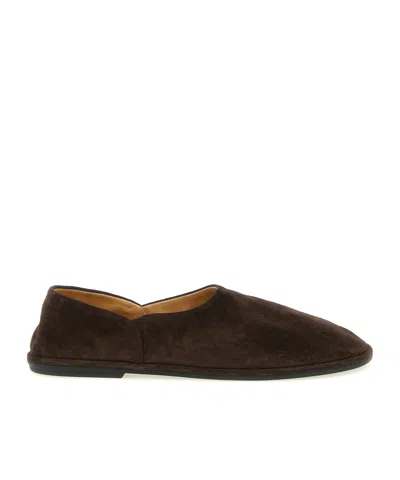 The Row Canal Suede Slip-on Shoes In Brown