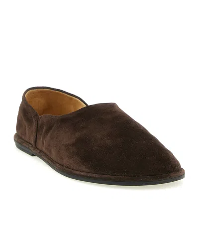 The Row Canal Suede Slip-on Shoes In Brown