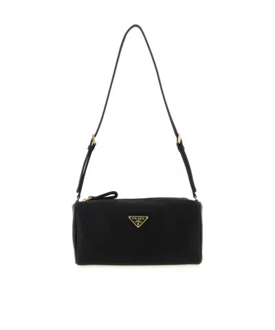 Prada Triangle-logo Shoulder Bag In Black