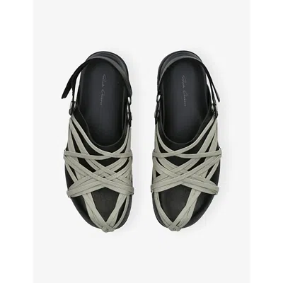 Rick Owens Megalace Mule Granola Black Leather Sandals