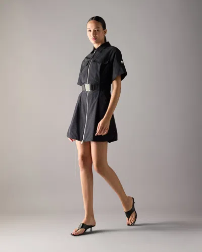 Moose Knuckles Zip-up Belted Mini Dress In Blue