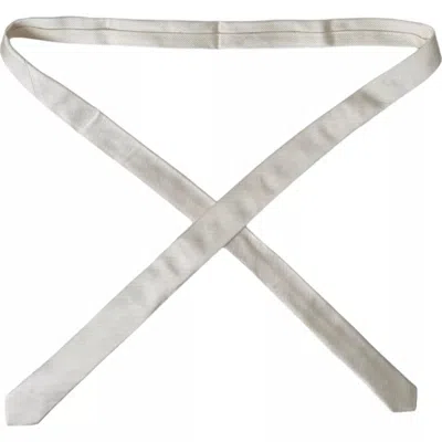 Dolce & Gabbana White Solid 100% Silk Adjustable Tie In White
