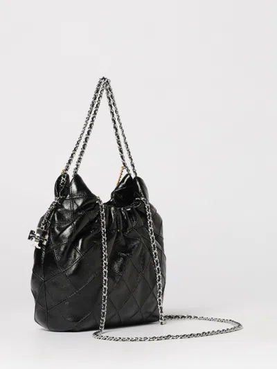 Tory Burch Fleming Distressed Mini Hobo Bag Shoulder Bags Black In Black