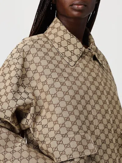 Gucci Jackets Adjustable Hem Buttoned Cuffs Front Pockets In Brown
