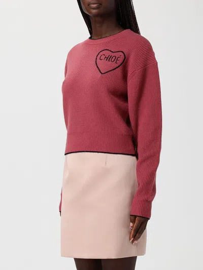 Chloé Short And Fitting Pullover With Wool Logo In Multi