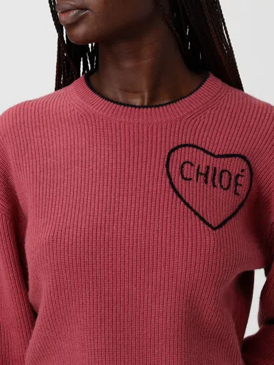 Chloé Short And Fitting Pullover With Wool Logo In Multi
