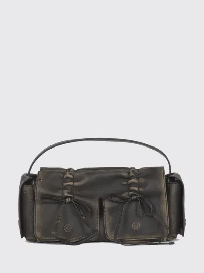 Acne Studios Aip Darl Brown Grained Leather Multipocket Micro Vintage Bag In Brown