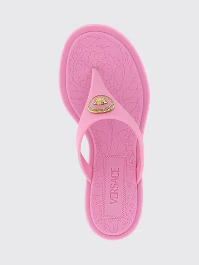 Versace Pink Alia Rubber Thong 55 Heeled Sandals In Pink