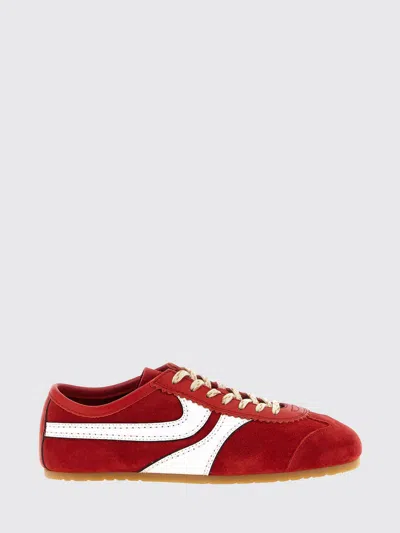 Dries Van Noten 70s Marathon Spirit Suede Low-top Sneakers In Red