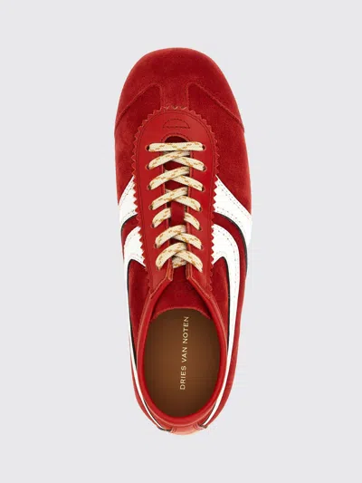 Dries Van Noten 70s Marathon Spirit Suede Low-top Sneakers In Red