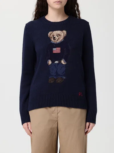 Polo Ralph Lauren Polo Bear Intarsia Cotton And Linen Sweater In Blue