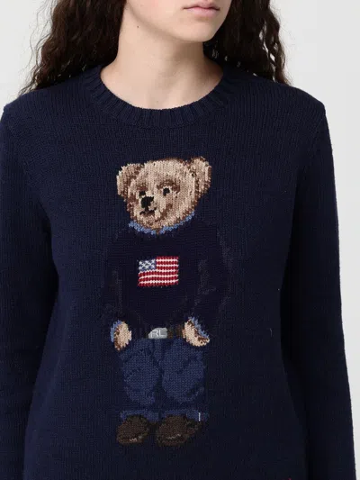 Polo Ralph Lauren Polo Bear Intarsia Cotton And Linen Sweater In Blue