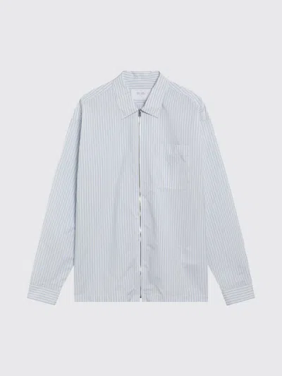 Prada Technical Fabric Shirt With Striped Pattern In Blue