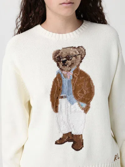 Polo Ralph Lauren Cotton Bear Long Sleeve Crew Neck In White