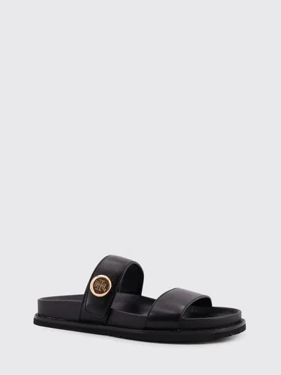 Tory Burch Romy Leather Double Strap Slide Sandals In Black