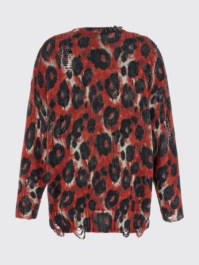 R13 Distressed Leopard-print Cotton Sweater In Brown