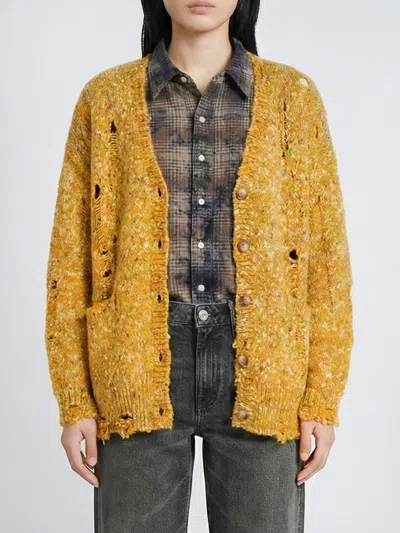 R13 Button Cardigan In Yellow