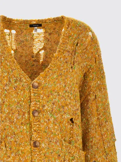 R13 Button Cardigan In Yellow