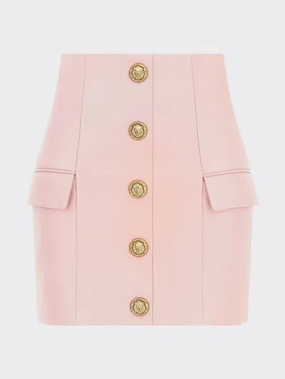 Balmain Short Lambskin Skirt With Buttons In Animal Print