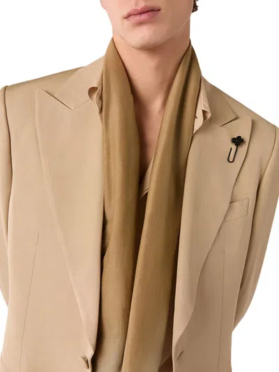 Lardini Cotton And Silk Scarf In Brown