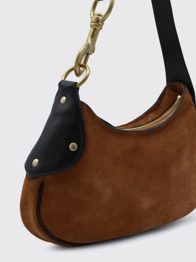 Mulberry Hackney Brown Shoulder Bag With Logo Imprinted On The Front In Suede Woman