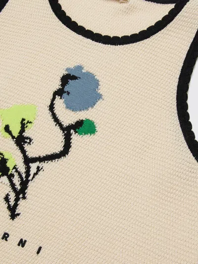 Marni Kids Floral Trim Top In Neutral