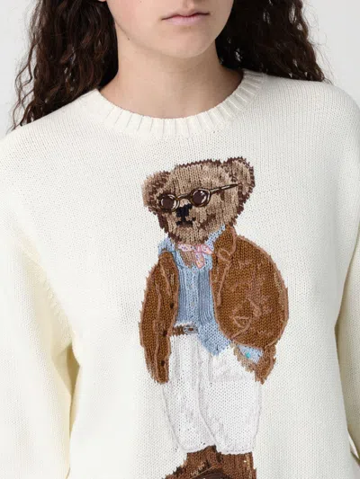 Polo Ralph Lauren Cotton Bear Long Sleeve Crew Neck In White