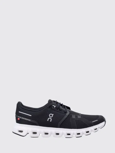 On Cloud 6 Sneakers With Rounded Toe And Textured Rubber Sole In Black