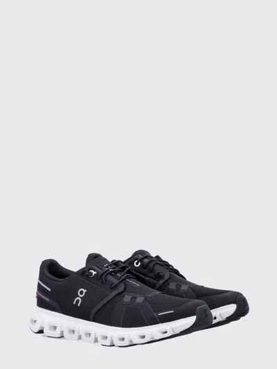 On Cloud 6 Sneakers With Rounded Toe And Textured Rubber Sole In Black