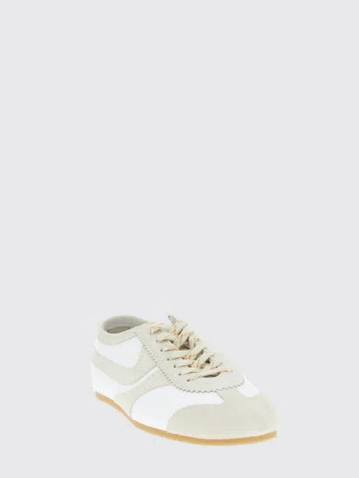 Dries Van Noten Leather Sneakers Low Profile Suede Panels Rubber Sole In Neutral