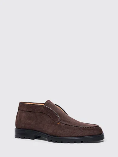 Santoni Suede Ankle Boot Without Laces In Black