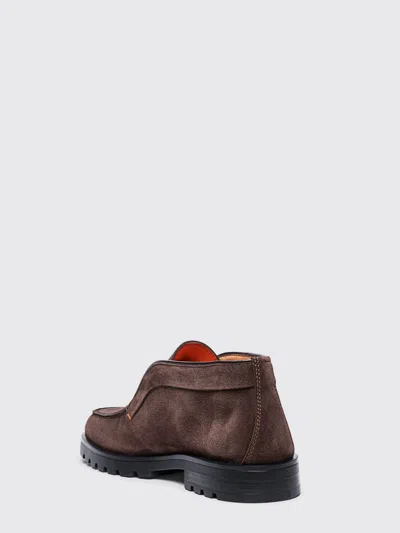 Santoni Suede Ankle Boot Without Laces In Black